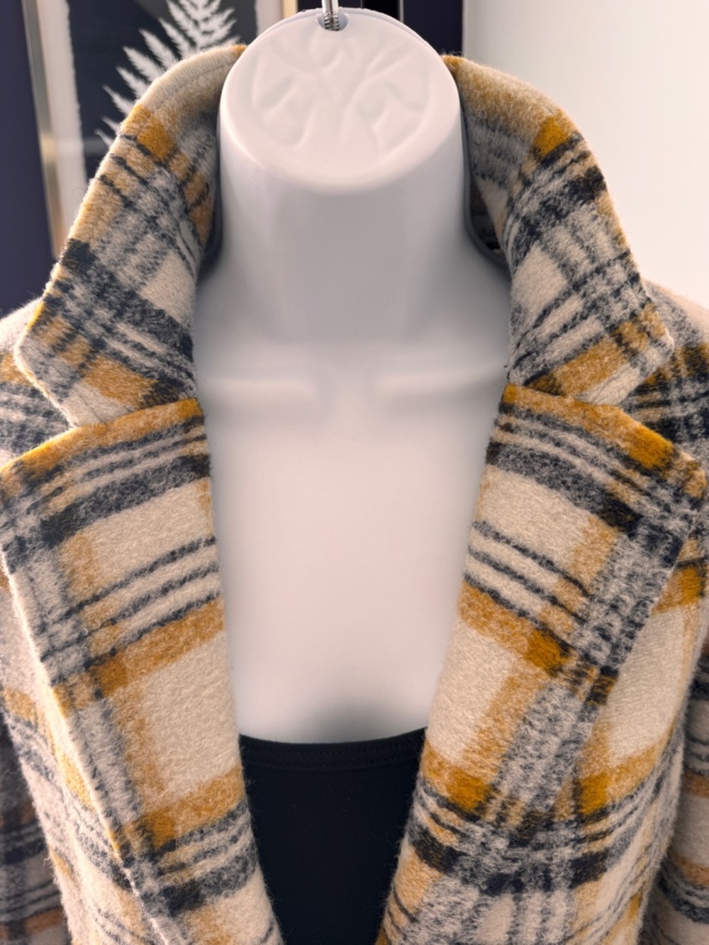 Cynthia Rowley wool blend gold, white and charcoal 3/4 length jacket. Size Small - Picture 6 of 8